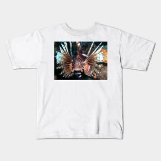 Caribbean Lion Fish guarding the Coral Reef Kids T-Shirt